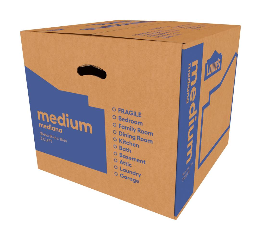 Lowe's 18.0-in W x 16.0-in H x 18.0-in D Classic Medium Cardboard Moving Box with Handle Holes | 1211260