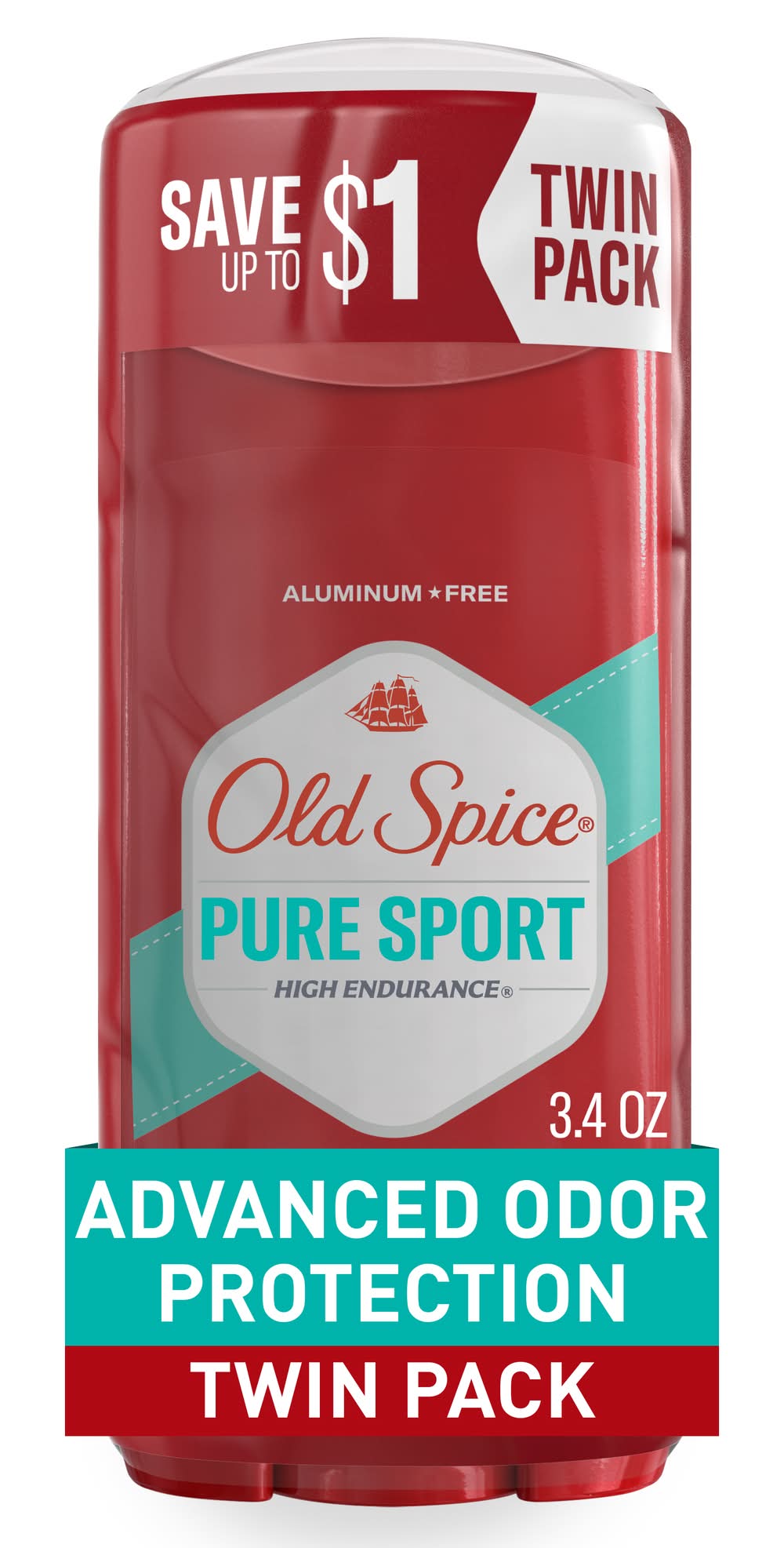 Old Spice Pure Spor Deodorant Twin pack (2 x 3.4 oz)