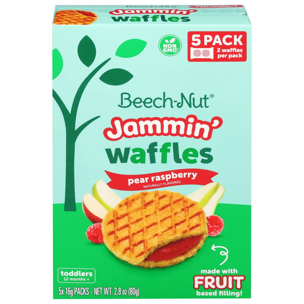 Beech-Nut Toddlers Jammin Waffles, Pear-Raspberry (2.8 oz, 5 ct)