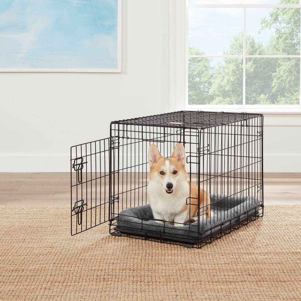 Top Paw® Single Door Folding Wire Dog Crate (Color: Black, Size: 30\"L X 19\"W X 21\"H)
