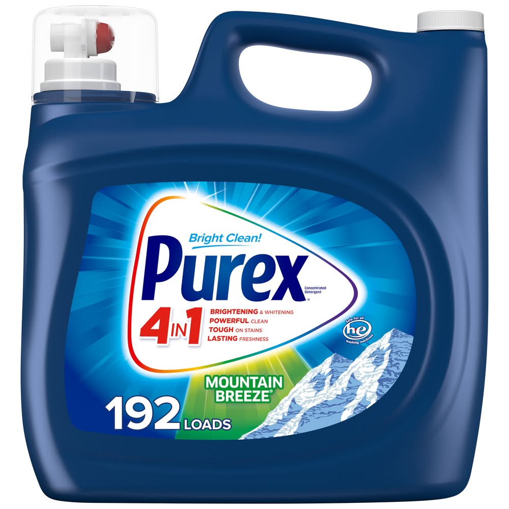 Purex 4 In 1 Liquid Laundry Detergent 192 Loads, Mountain Breeze (250 fl oz)