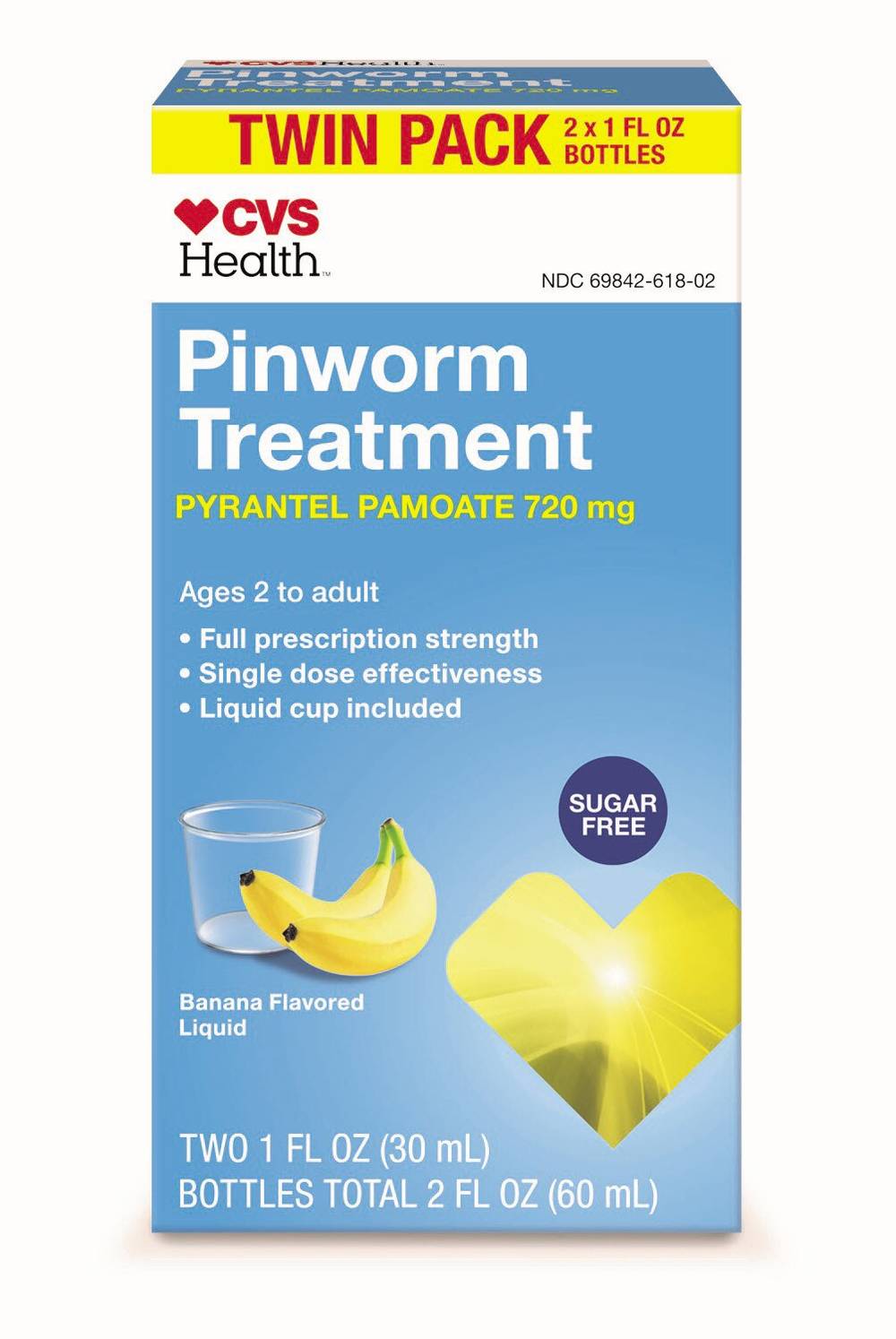 CVS Health Pinworm Treatment, Banana (2 fl oz, 2 ct)