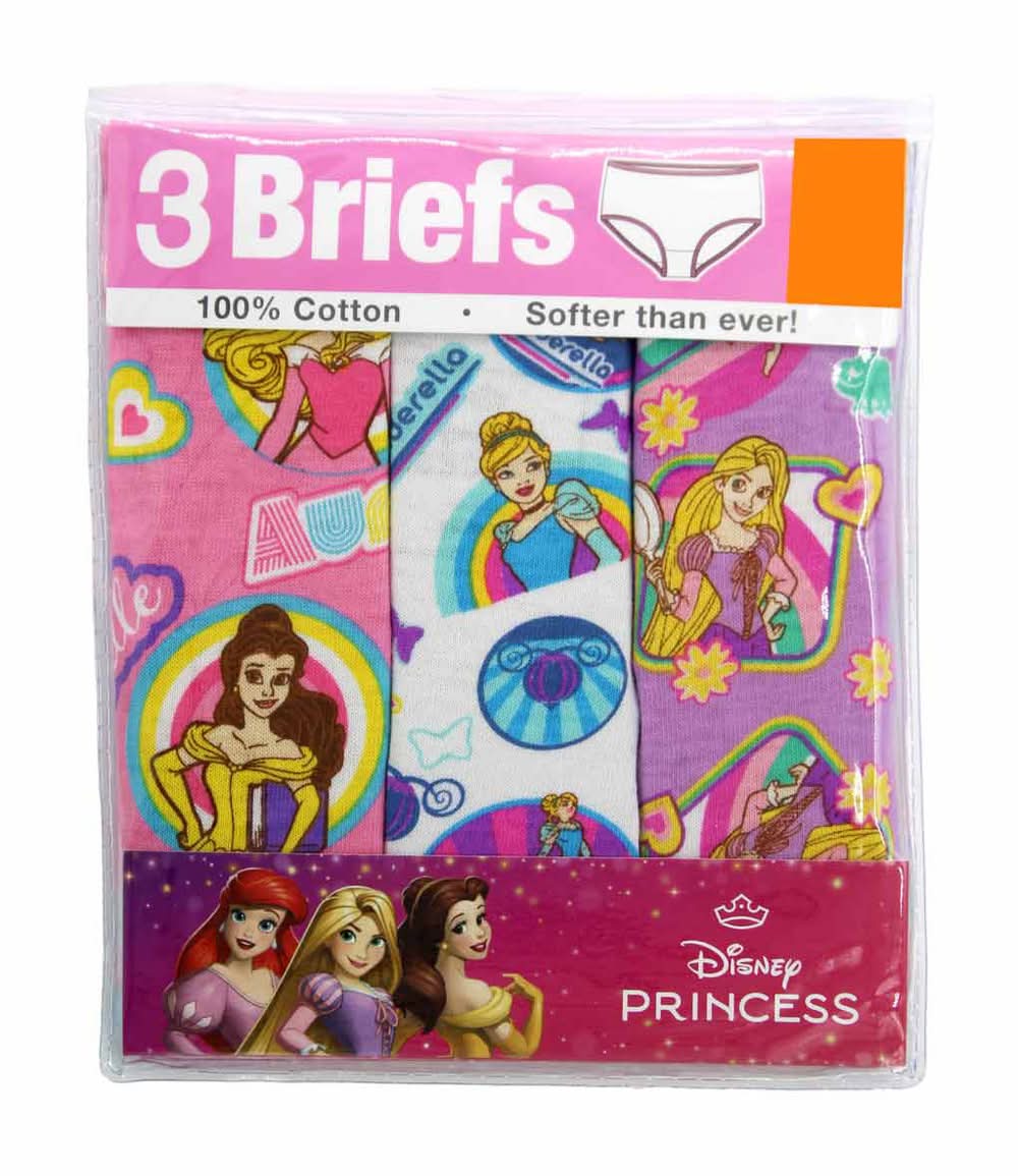 Licensed Disney Princess Briefs For Girls 3 Ct