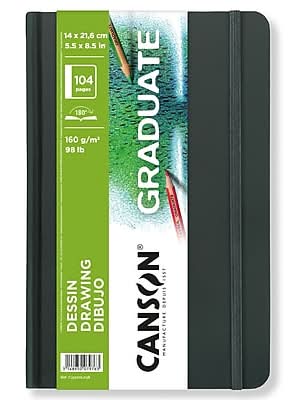 Canson Graduate 5.5 x 8.5 Hard Cover Binding Drawing Art Book, 52 Sheets/Book (MCX31200L038)