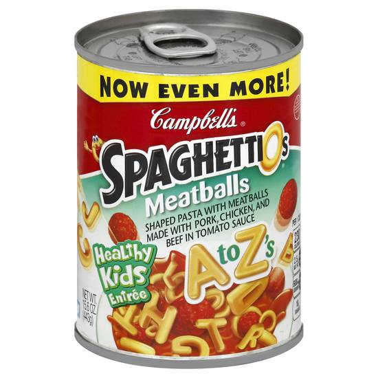Campbell's Spaghettios Meatballs a To Z's Pasta