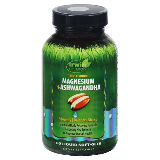 Irwin Naturals Triple-Source Magnesium + Ashwagandha Liquid Soft-Gels (60 ct)