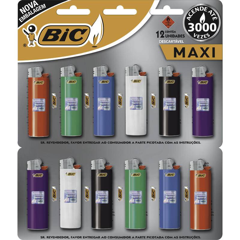 Bic kit de isqueiros maxi coloridos (12 un)