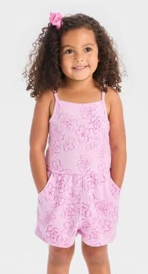 Toddler Girls' Floral Romper - Cat & Jack™ Purple 2T