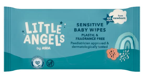 ASDA Sensitive Plastic & Fragrance Free Baby Wipes (60 pack)