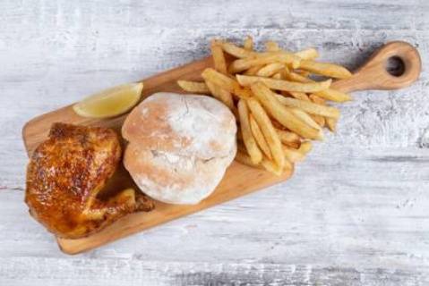 Quarter Chicken with Chips & Portuguese Roll
