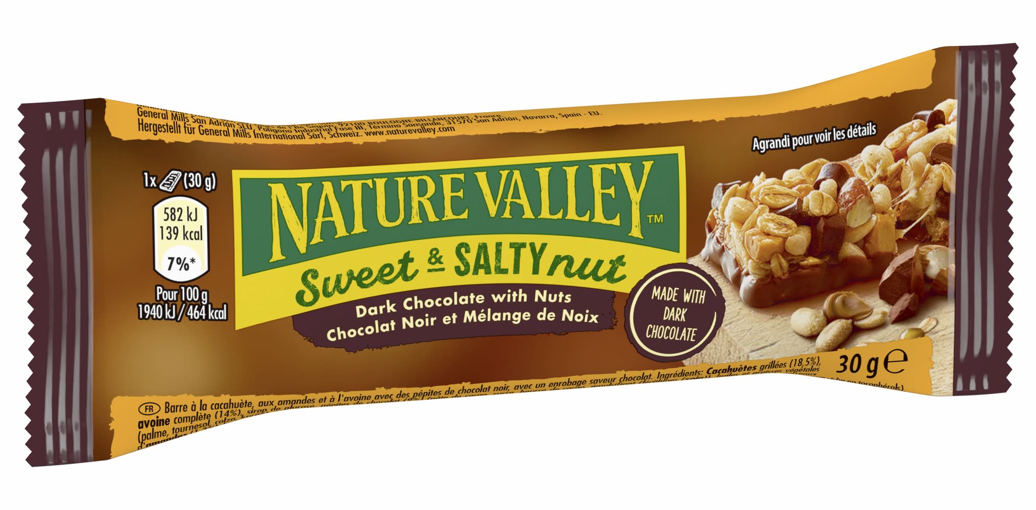 Nature Valley - Sweet & salty nut barres céréales au chocolat noir et amandes (30g)
