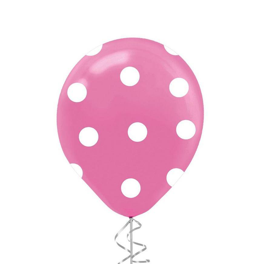 Party City Uninflated Polka Dot Latex Balloon (12in/bright pink)