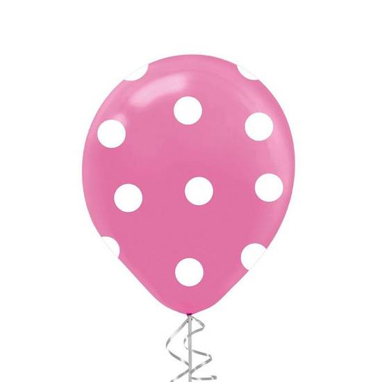 Uninflated 1ct, 12in, Bright Pink Polka Dot Latex Balloon