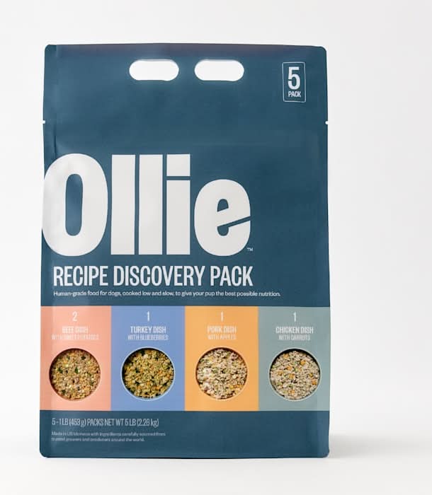 Ollie Fresh Recipe Discovery pack Dog Food, Beef-Chicken-Pork-Turkey (5 x 1 lbs)