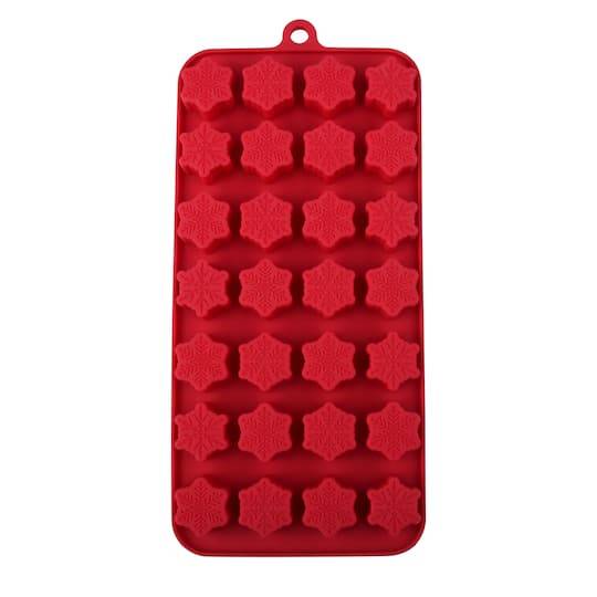 Celebrate It Christmas Mini Snowflakes Silicone Candy Mold, Red (28 ct)