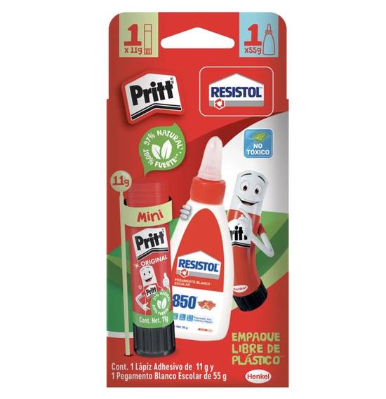 Henkel pack lápiz adhesivo pritt + pegamento resistol (blister 2 piezas), Delivery Near You