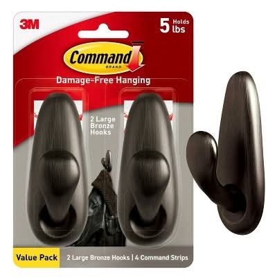 Command Forever Classic Hooks Oil Rubbed Bronze, Large (2 ct)