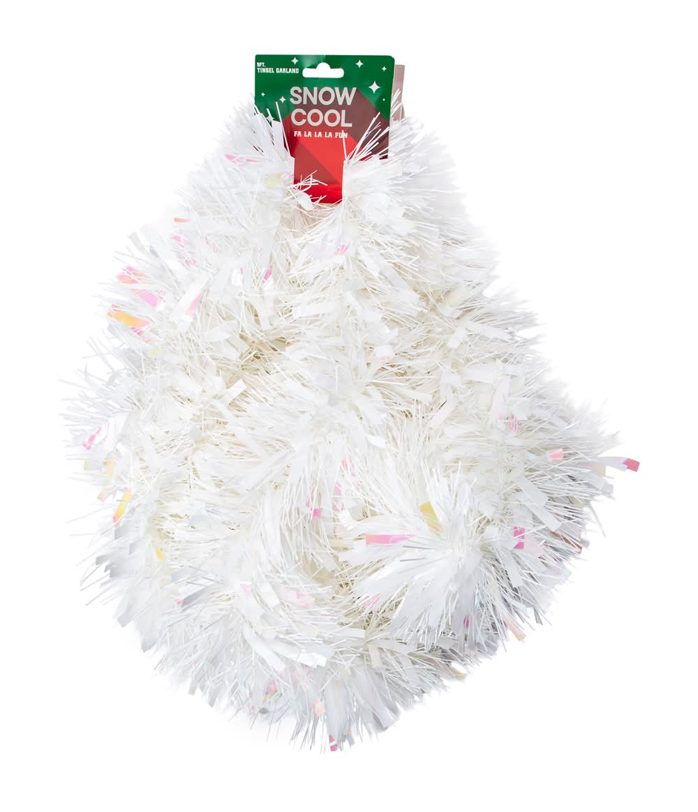 Christmas Tinsel Garland 9ft. White