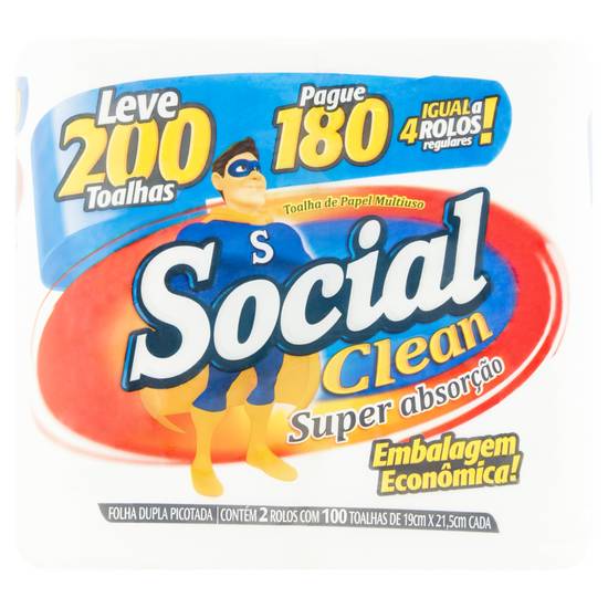 Social toalhas de papel (2 rolos)