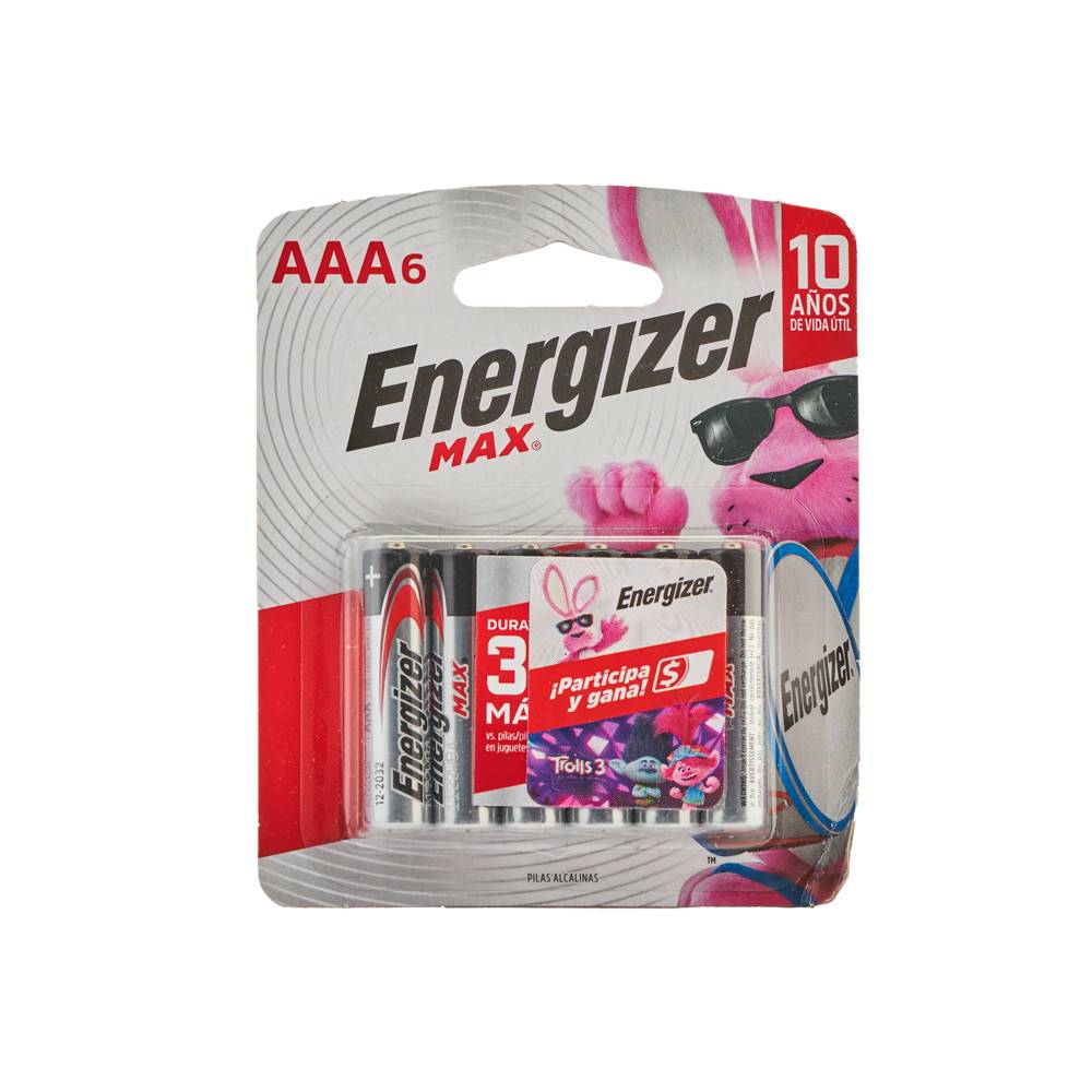 Energizer pilas alcalina aaa (6 un)