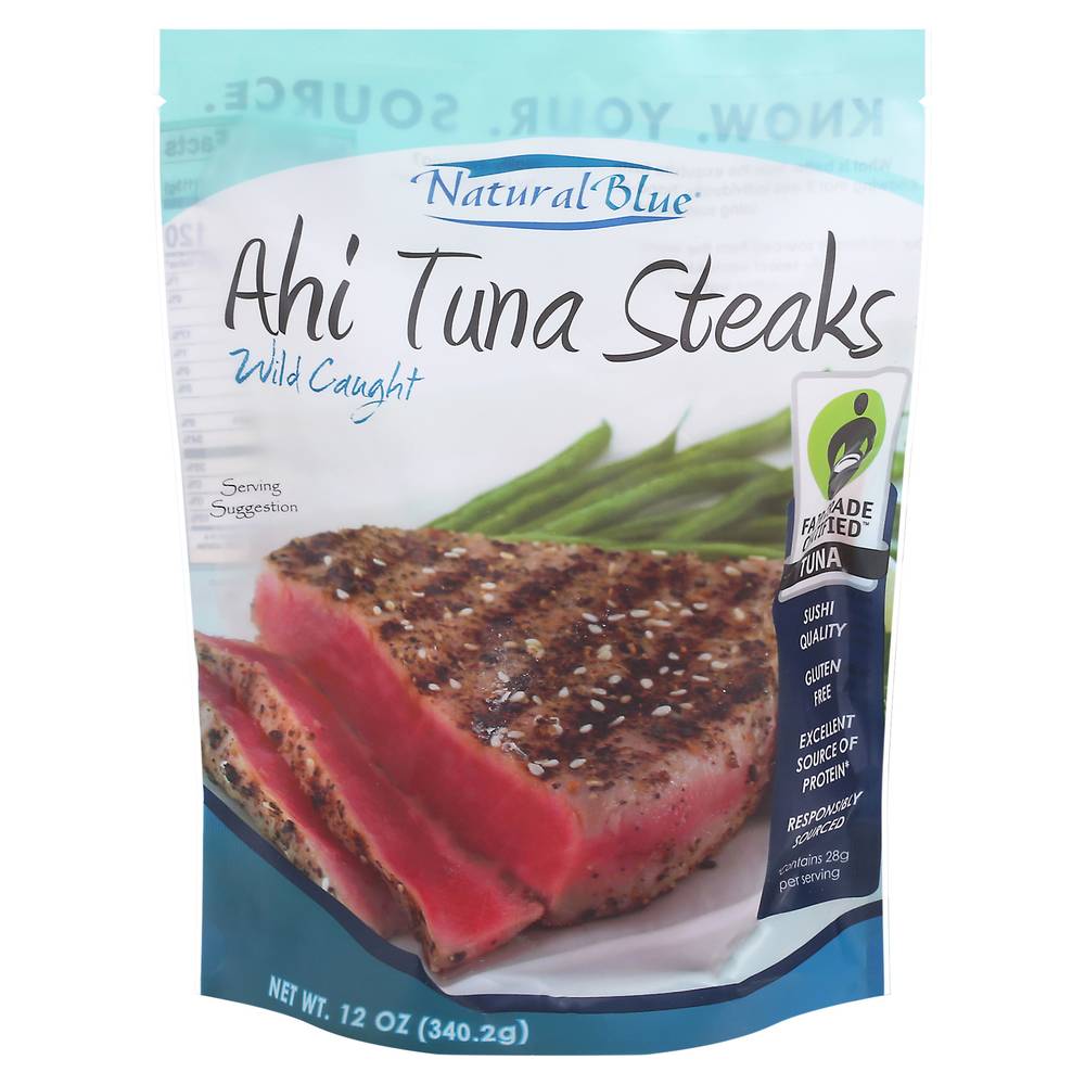 Natural Blue Wild Caught Ahi Tuna Steaks (12 oz)