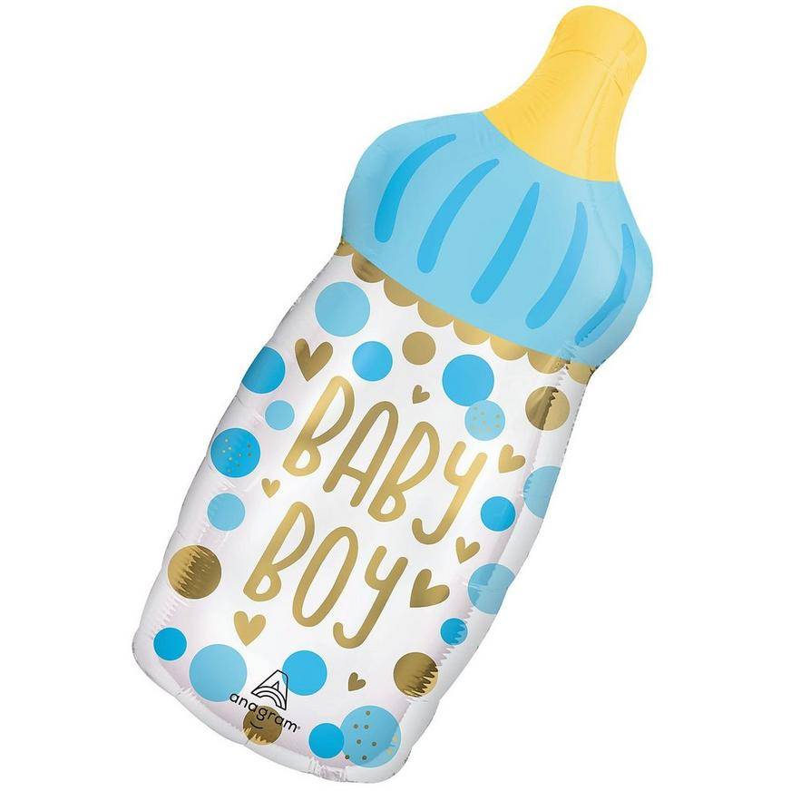 Uninflated Baby Boy Bottle Foil Balloon, 20in
