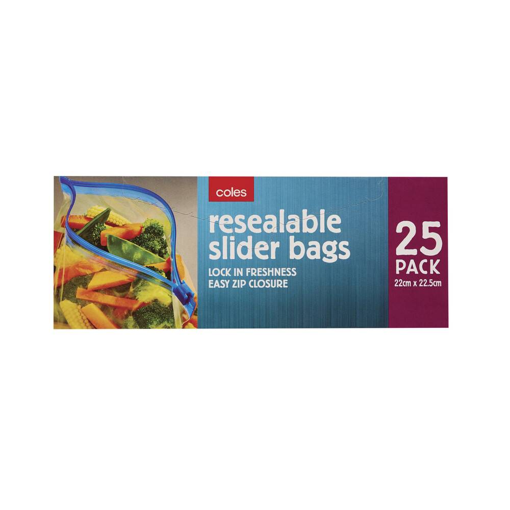 Coles Resealable Slider Bags 22 cm X 22.5 cm 