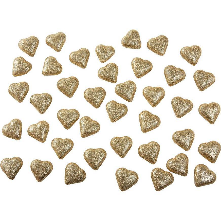 Glitter Gold Hearts Table Scatter 40ct