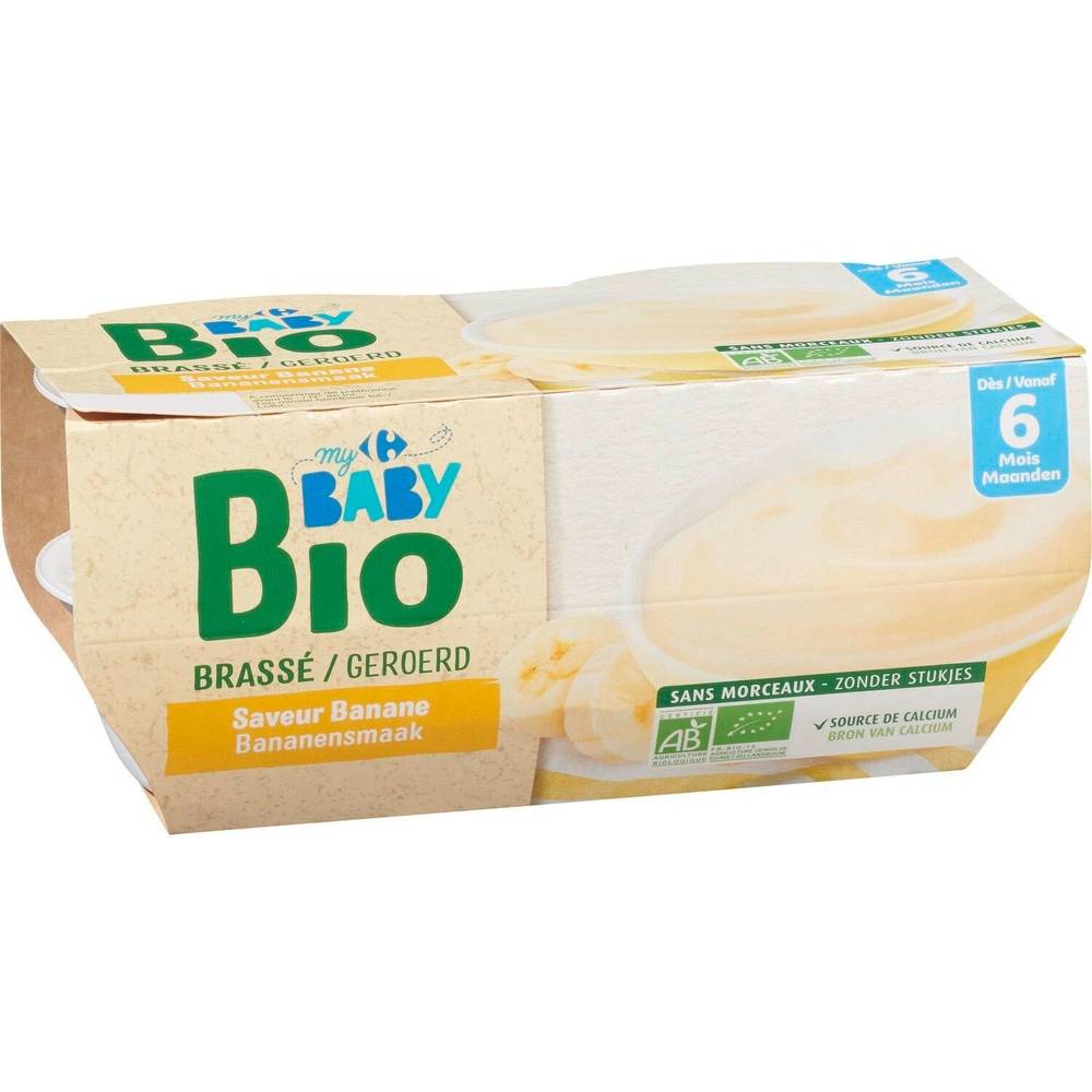Carrefour Baby Bio - Desserts dès 6 mois brassé banane (4 pièces)
