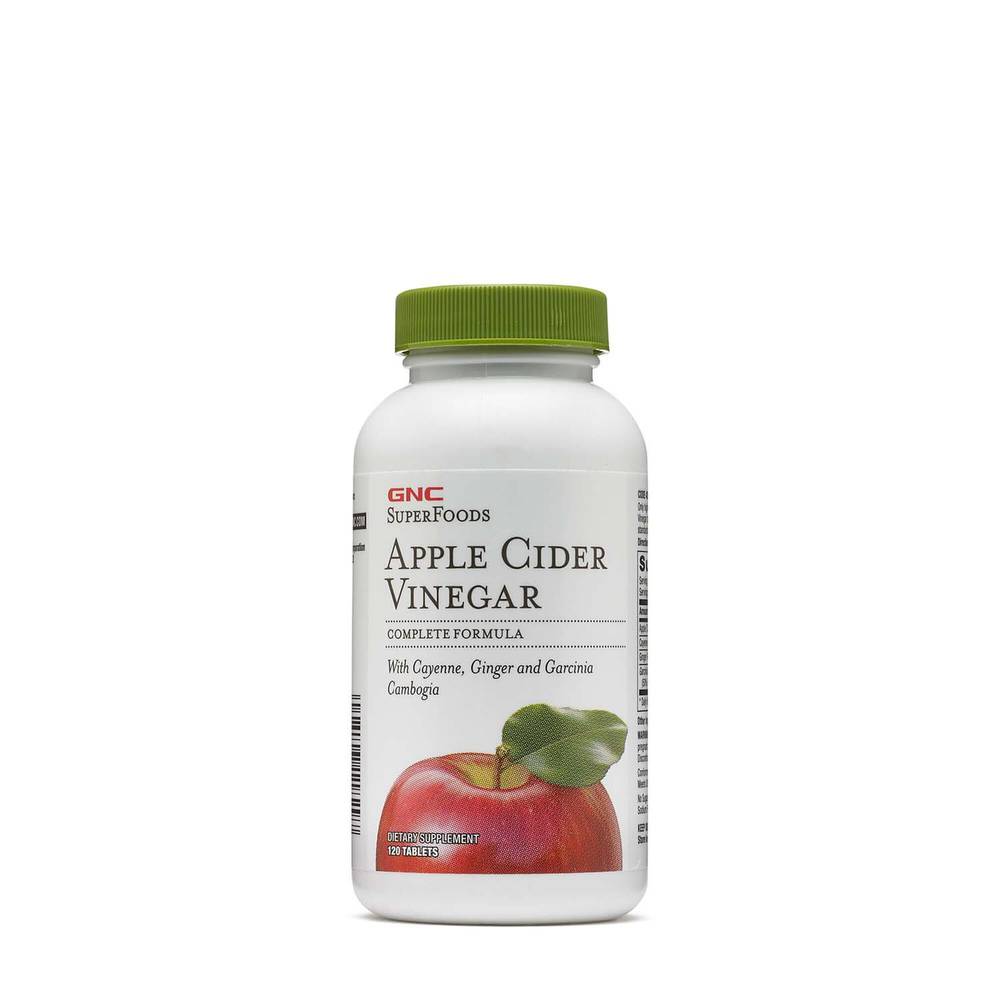 Gnc Super Foods Apple Cider Vinegar Dietary Supplement Tablets (120 ct)