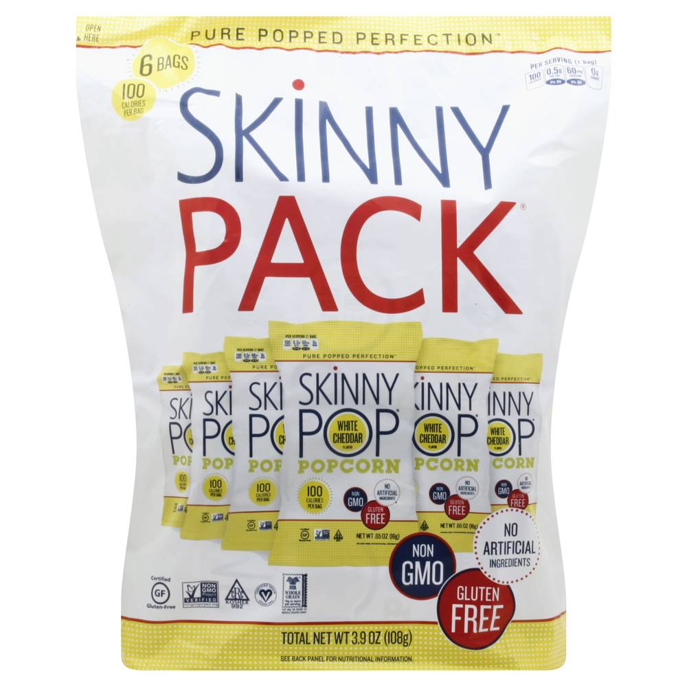 SkinnyPop Pure Popped Perfection Popcorn Snack, White Cheddar (3.9 oz, 6 ct)