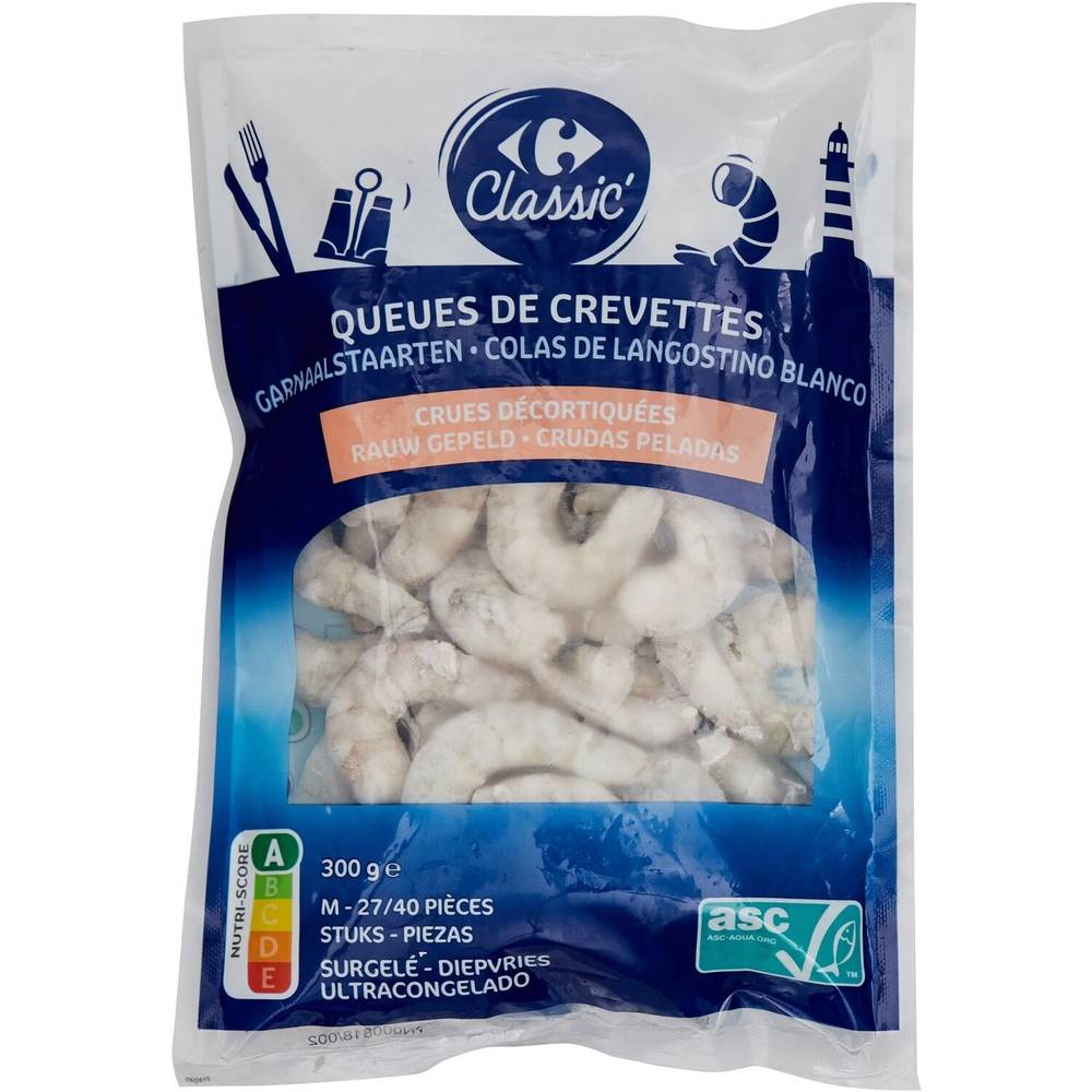 Carrefour Classic' - Queues de crevettes crues décortiquées