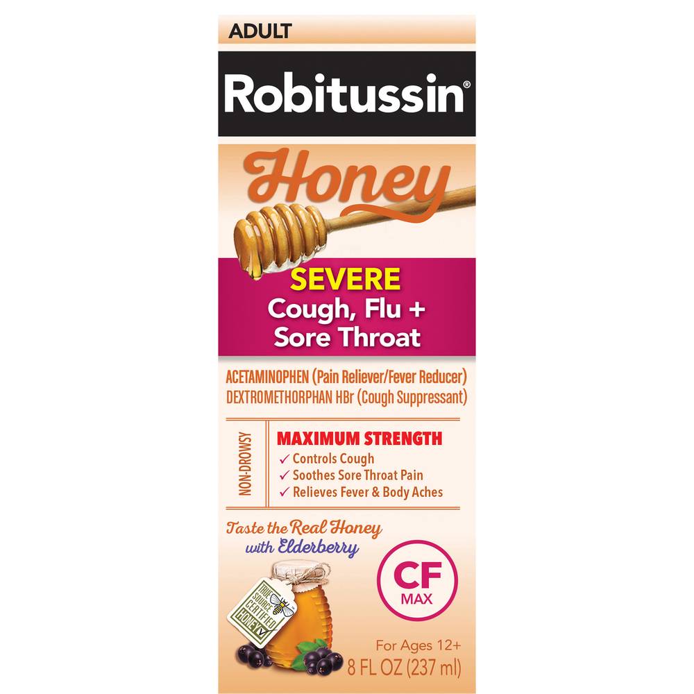 Robitussin Honey Severe Cough Flu + Sore Throat (8 fl oz)