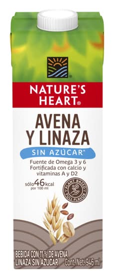 Nature's Heart · Bebida vegetal de avena sin azúcar, linaza (946 ml)