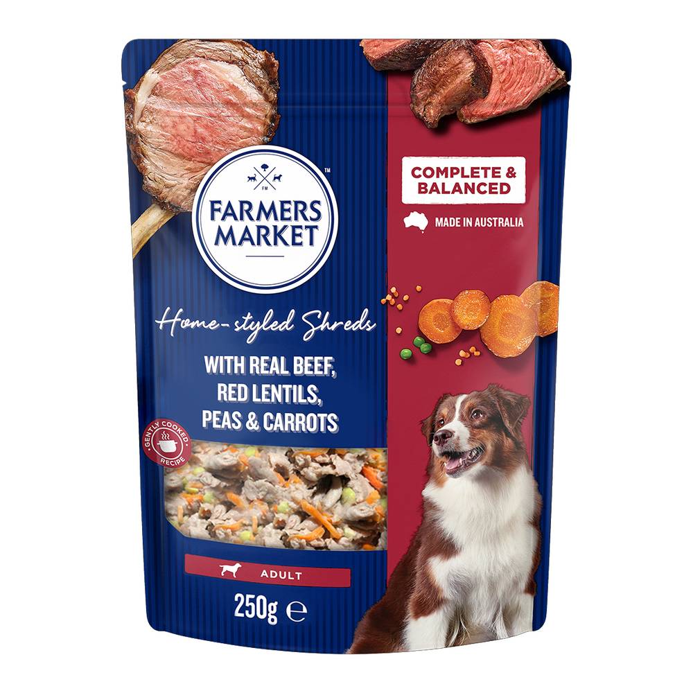 Farmers Market Shreds With Beef Red Lentils Peas & Carrots Food For Adult Dogs (250g)