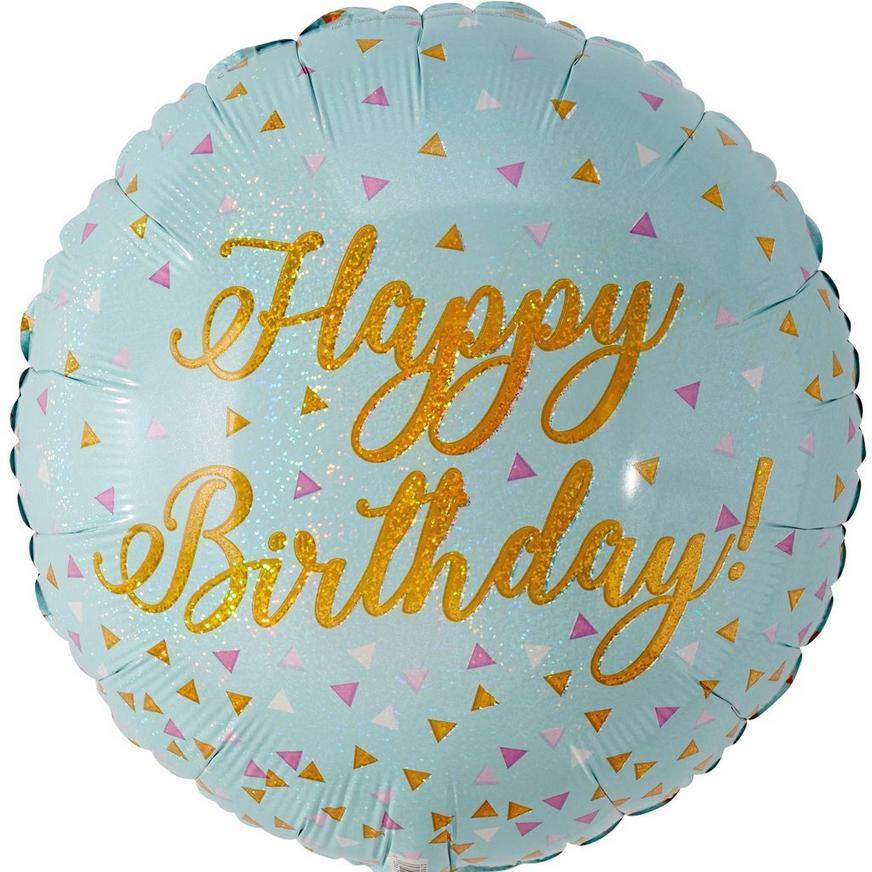 Uninflated Prismatic Confetti Happy Birthday Balloon