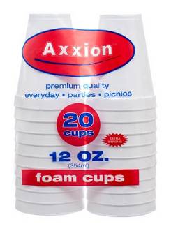 Axxion Foam Cups Plastic Disposables 20 Pack 12 oz