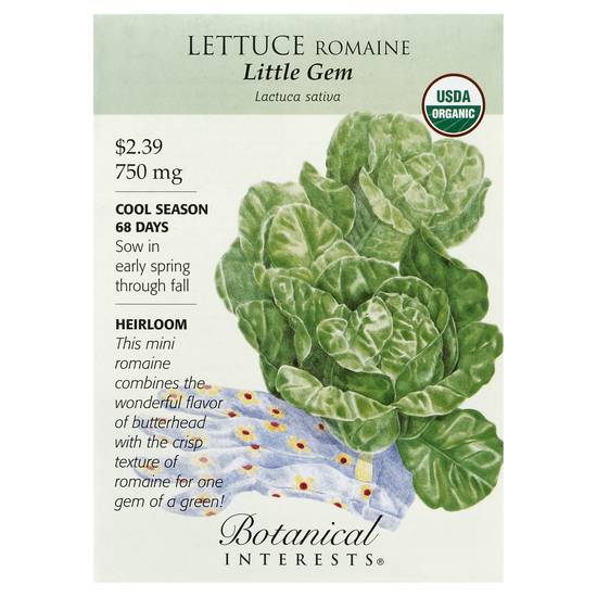 Botanical Interests 750 mg Lettuce Romaine Little Gem Lactuca Sativa Seeds