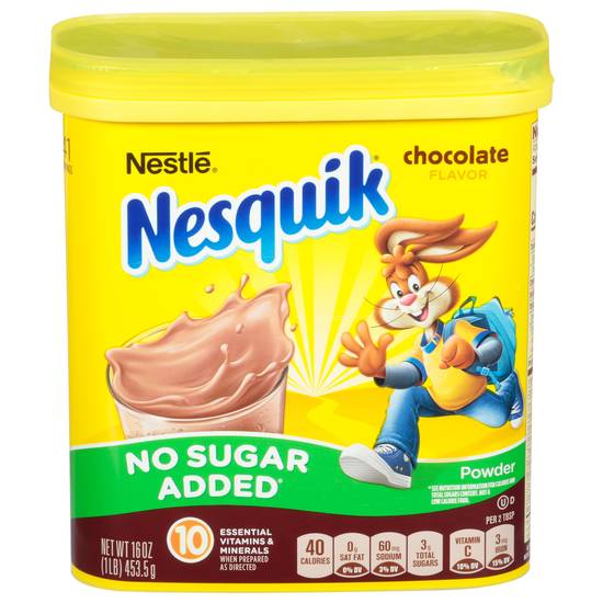 Nesquik Nestle No Sugar Added Chocolate Flavor Powder