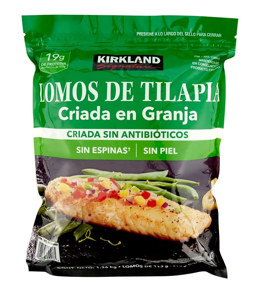 Kirkland Signature · Lomos de tilapia criada en granja sin piel y sin espinas (1,36 kg)