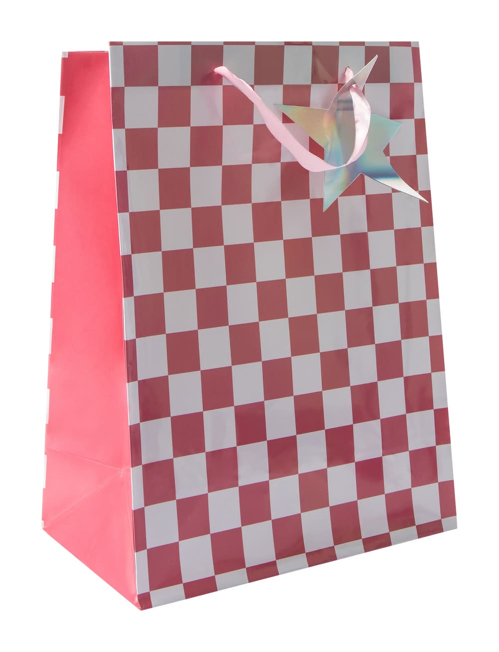 Happy Birthday Gift Bags Pink & White Checkered