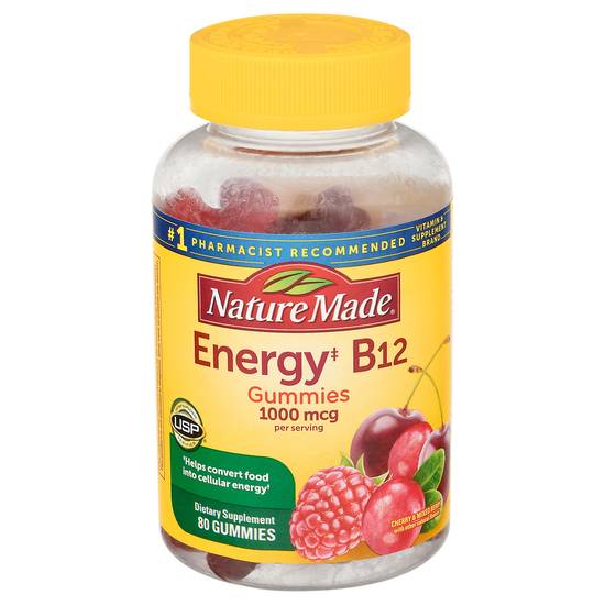 Nature Made Energy B12 Gummies With Cherry and Mixed Berry Flavours 1000 Mcg (80 ct)