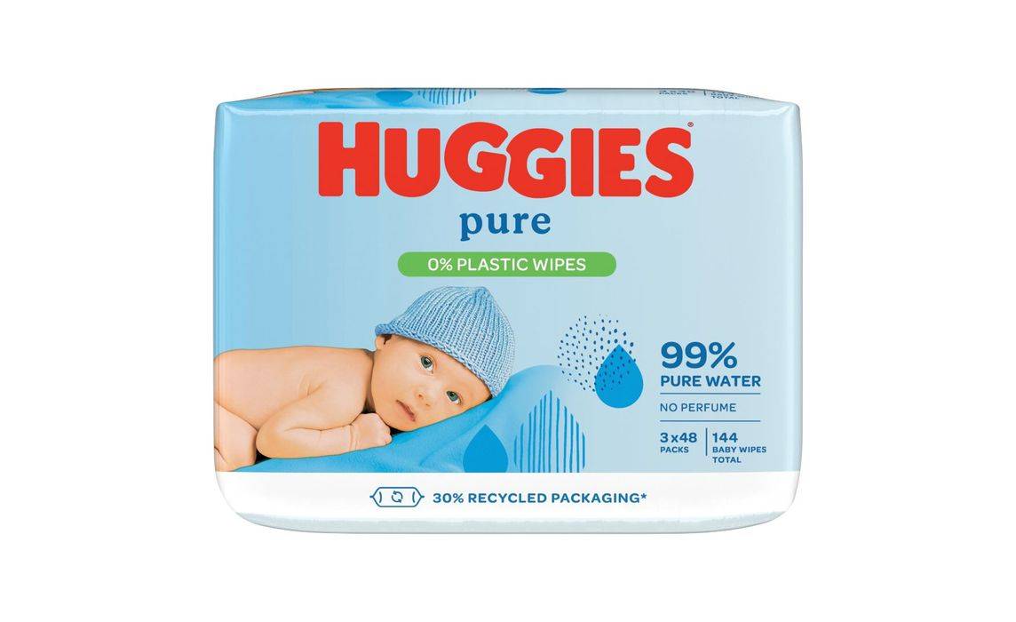 Huggies Pure 0 Plastic Baby Wipes 3 pack (404130)