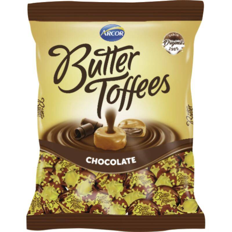 Arcor bala butter toffees sabor chocolate (500 g)