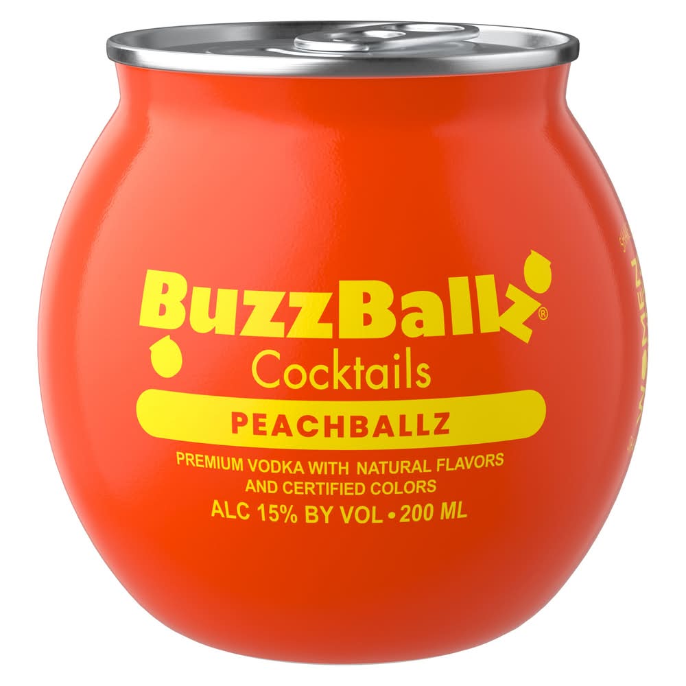 BuzzBallz Ready To Drink Cocktail, Peachballz (200 ml)