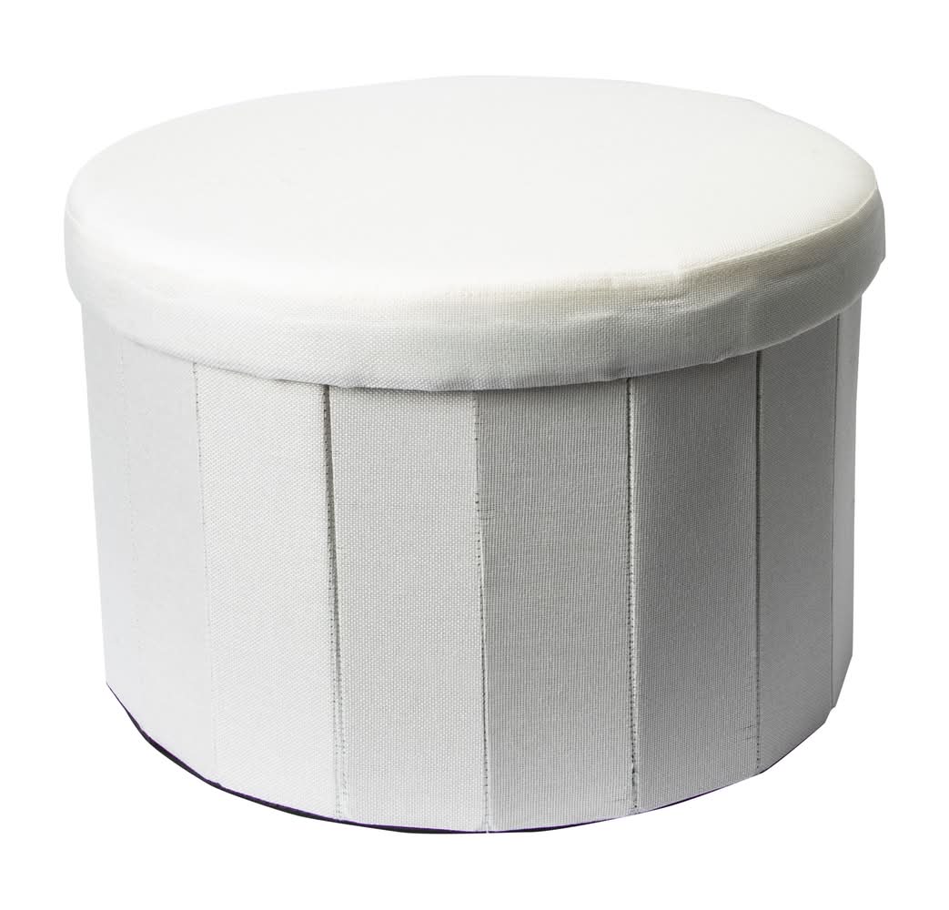 Collapsible Shoe Storage Ottoman Ivory