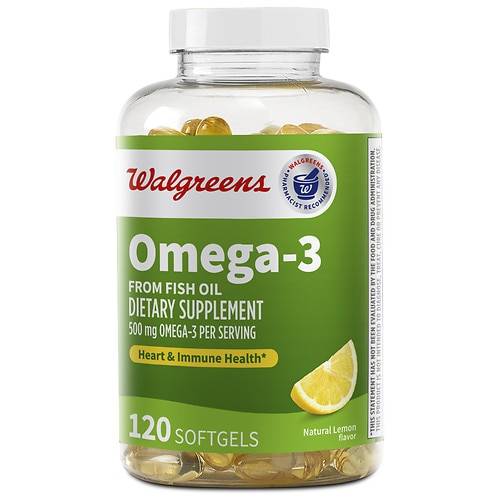 Walgreens Omega-3 Softgels 500 mg Lemon - 120.0 ea