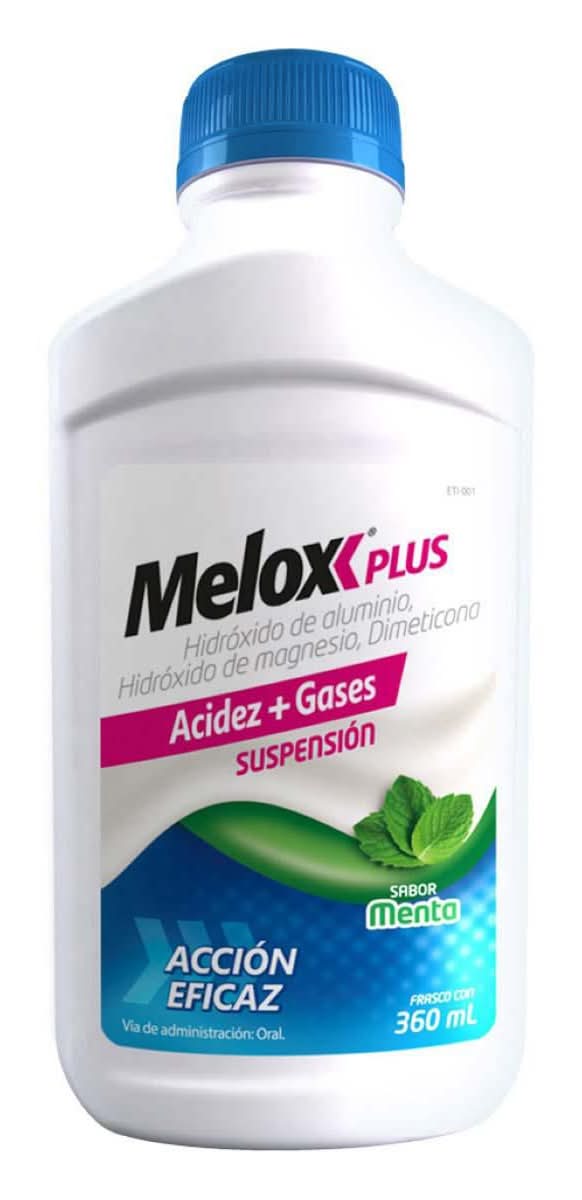 Melox · Hidróxido de aluminio, magnesio y dimeticona en suspensión, menta (360 ml)
