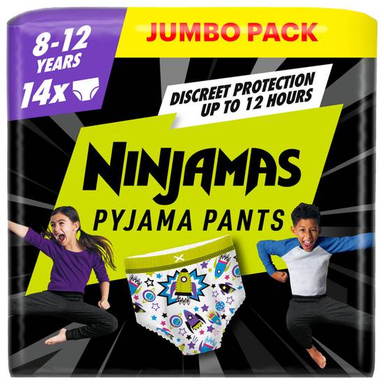 Pampers Ninjamas Pyjama Pants Unisex Spaceships, 8 - 12 Years, 14 Pyjama Pants, 27kg - 43kg