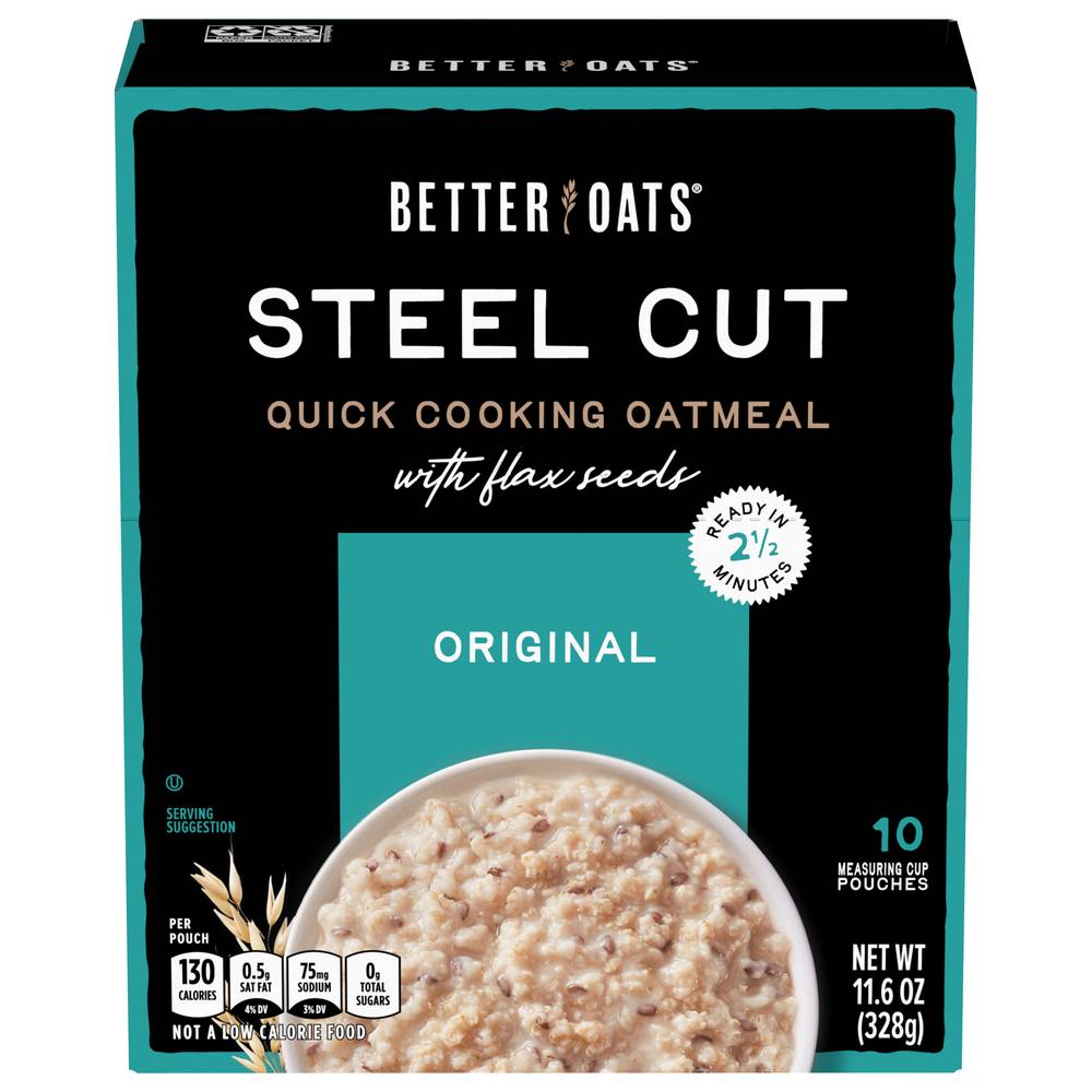 Better Oats Steel Cut Original Instant Oatmeal With Flax Seeds